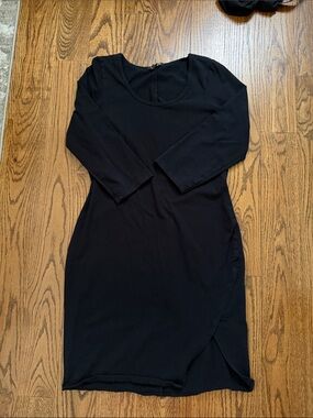 Express Black Long Sleeve Scoop Neck Sheath Dress